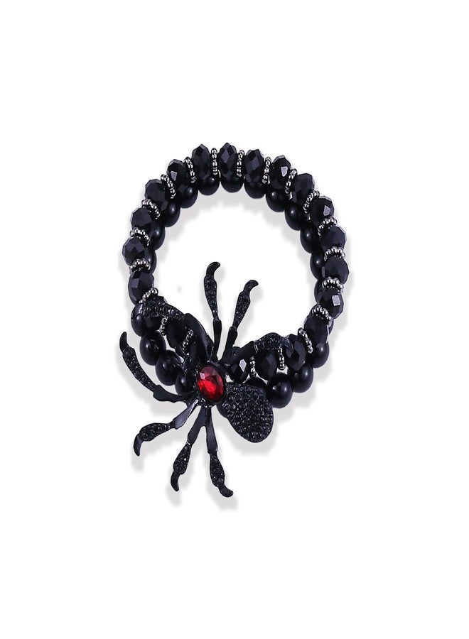 Lookray Gothic Witch Spider Bracelet for Women Punk Black Stretch Beaded Bracelet Black Widow Spider Bracelet Rock Halloween Witch Cosplay Costume Accessories(style3) - Image 1